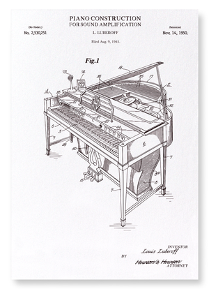 Patent of piano construction (1950) (Pack of 2 prints)