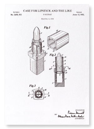 Patent of lipstick case (1952) (Pack of 2 prints)