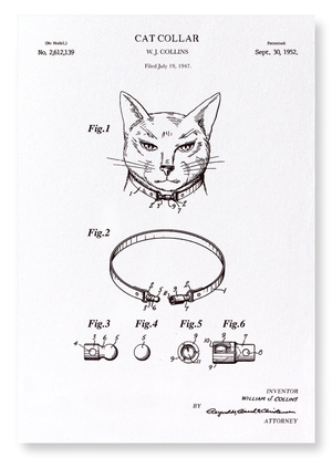 Patent of cat collar (1952) (Pack of 2 prints)