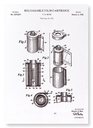 Patent of reloadable film (1937) (Pack of 2 prints)