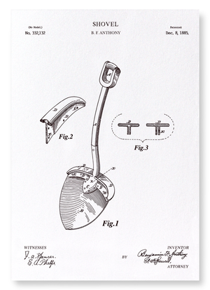 Patent of shovel (1885) (Pack of 2 prints)