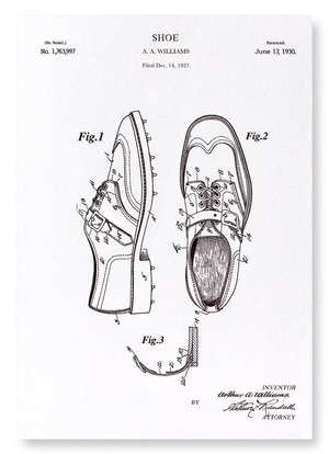 Patent of golf shoes (1930) (Pack of 2 prints)