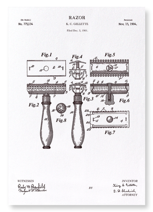 Patent of razor (1904) (Pack of 2 prints)