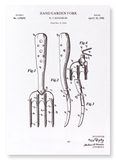 Patent of hand garden fork (1930) (Pack of 2 prints)