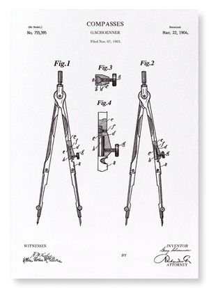 Patent of compass (1904) (Pack of 2 prints)