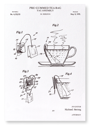 Patent of pre-gummed tea bag (1979) (Pack of 2 prints)