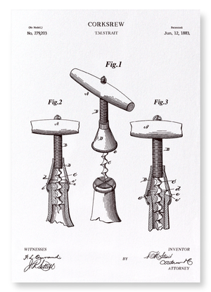 Patent of corkscrew (1883) (Pack of 2 prints)