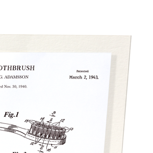 Patent of toothbrush (1943) (Pack of 2 prints)