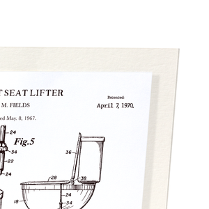 Patent of toilet seat lifter (1970) (Pack of 2 prints)