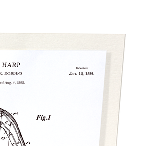 Patent of harp (1899) (Pack of 2 prints)