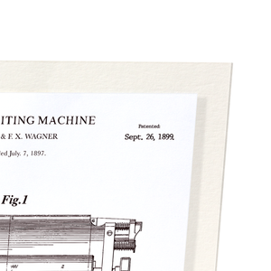 Patent of type writing machine (1889) (Pack of 2 prints)