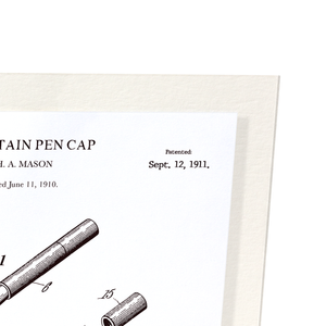 Patent of fountain pen cap (1911) (Pack of 2 prints)