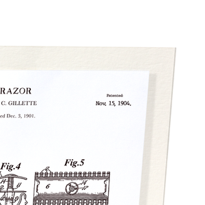 Patent of razor (1904) (Pack of 2 prints)