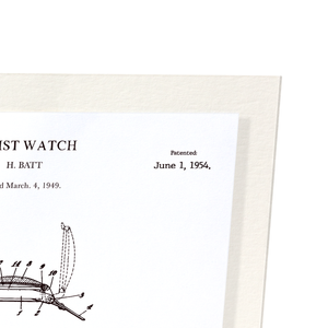 Patent of wristwatch (1954) (Pack of 2 prints)